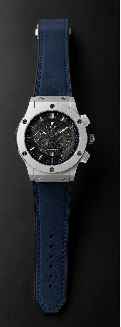 Hublot Inspired Chronograph Watch for Men – Premium Luxury Leather Straps | Royal Navy color