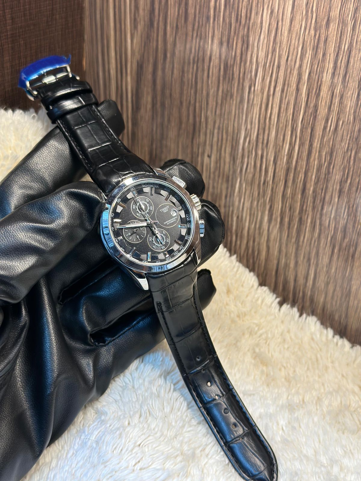 Tissot Master Lock Chronograph – Black Dial | Black Leather Strap | Swiss Luxury Men’s Watch