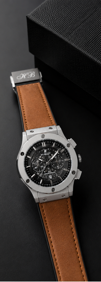 Hublot Inspired Chronograph Watch for Men – Premium Luxury Leather Straps | Mocha Brown color