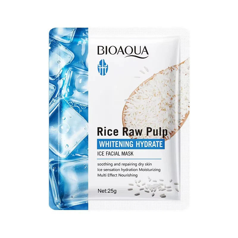 BIOAQUA Rice Raw Pulp Whitening Hydrate Ice Facial Sheet Mask 25g