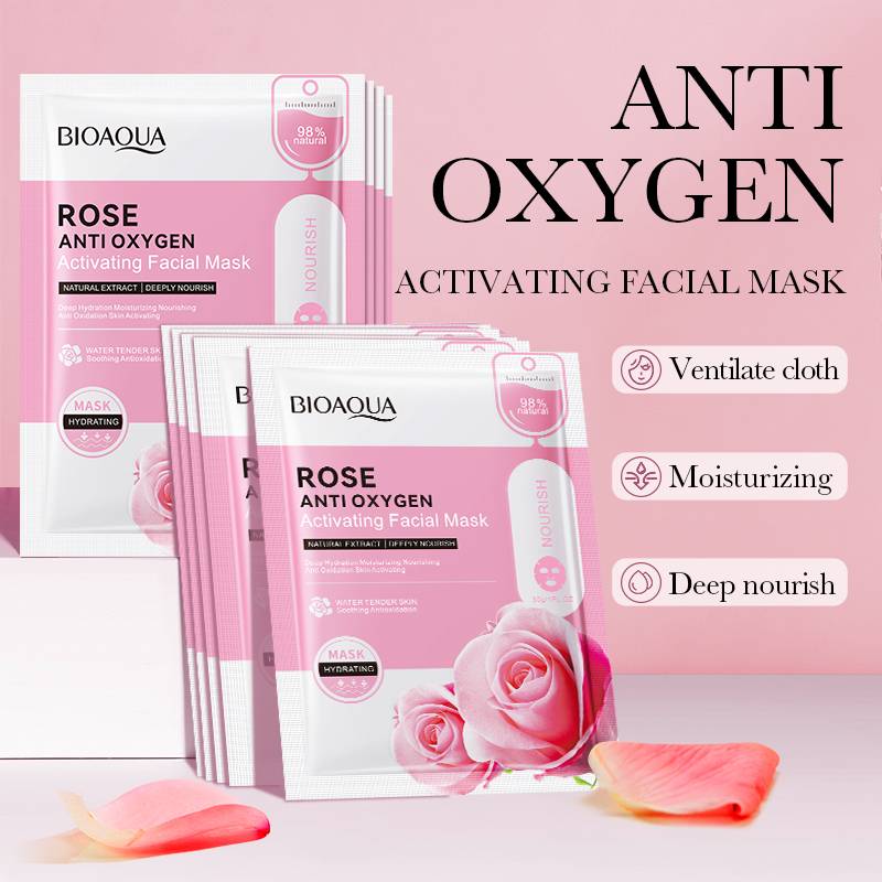 BIOAQUA Rose Anti Oxygen Activating Face Sheet Mask 30ml | Brightening & Nourishing