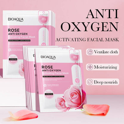 BIOAQUA Rose Anti Oxygen Activating Face Sheet Mask 30ml | Brightening & Nourishing