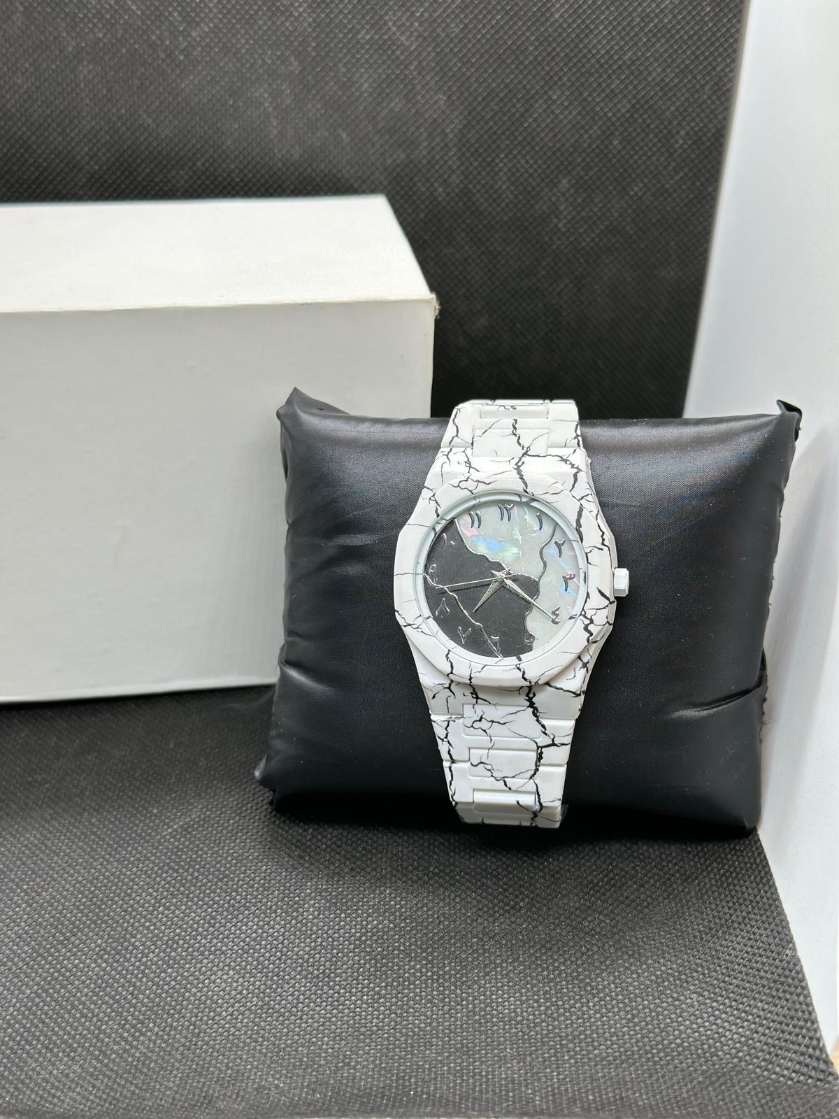 Aura Black Zebra Marble Arabic Dial Watch – Premium Unisex Designer Wristwatch