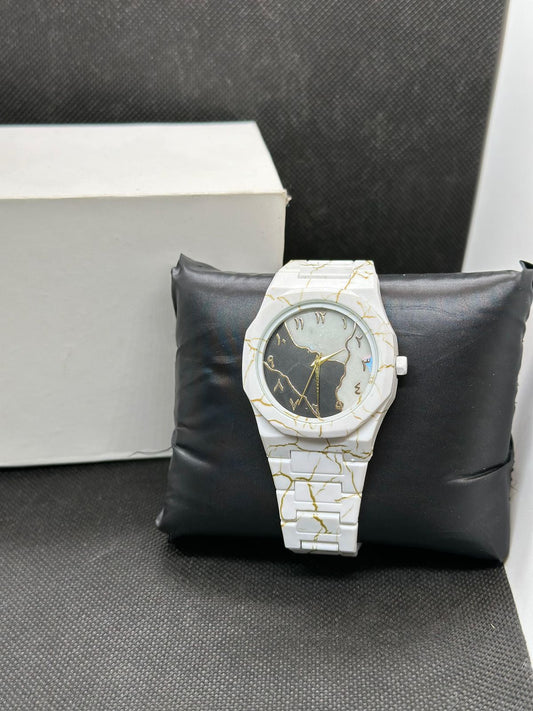 Aura Brown Zebra Marble Arabic Dial Watch – Premium Unisex Designer Wristwatch