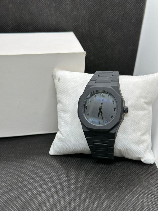 Aura Full Black Arabic Dial Watch – Stealth Minimalist Unisex Wristwatch