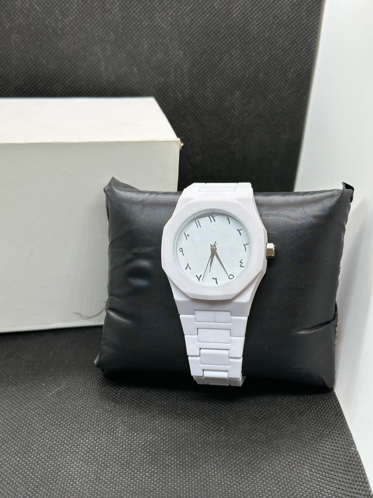Aura Full White Arabic Dial Watch – Minimalist Unisex Wristwatch
