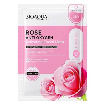 BIOAQUA Rose Anti Oxygen Activating Face Sheet Mask 30ml | Brightening & Nourishing