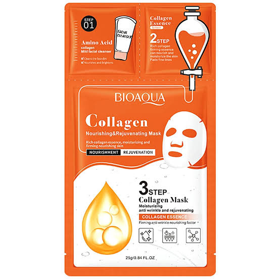 Bioaqua 3-step collagen nourishing and rejuvenating face mask