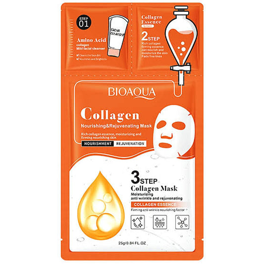 Bioaqua 3-step collagen nourishing and rejuvenating face mask