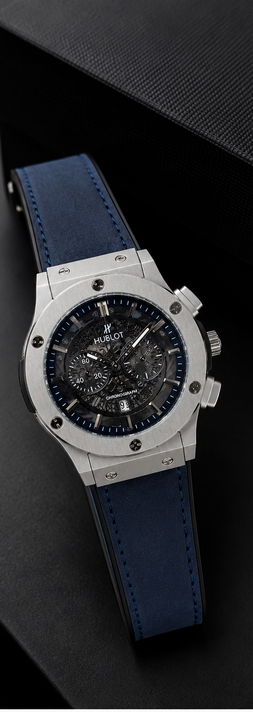 Hublot Inspired Chronograph Watch for Men – Premium Luxury Leather Straps | Royal Navy color