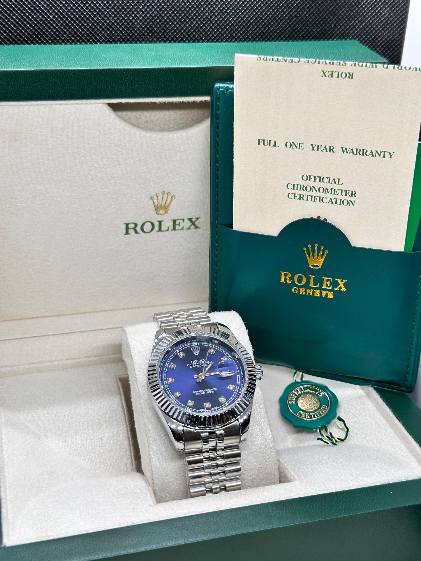 Rolex oyster perpetual | Master Quality | Date Working | Silver Blue | Crown lock