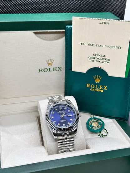 Rolex oyster perpetual | Master Quality | Date Working | Silver Blue | Crown lock