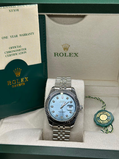 Rolex oyster perpetual | Master Quality | Date Working | Silver Tiffany | Crown lock
