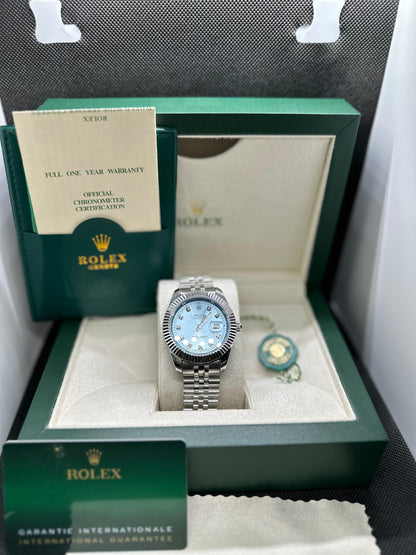 Rolex oyster perpetual | Master Quality | Date Working | Silver Tiffany | Crown lock