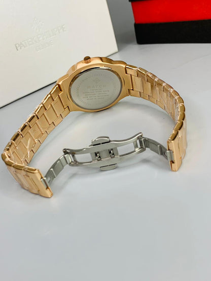 Patek Phillipe Geneve | Rose Gold White Dial | Date Working | Master Quality  | Stainless steel
