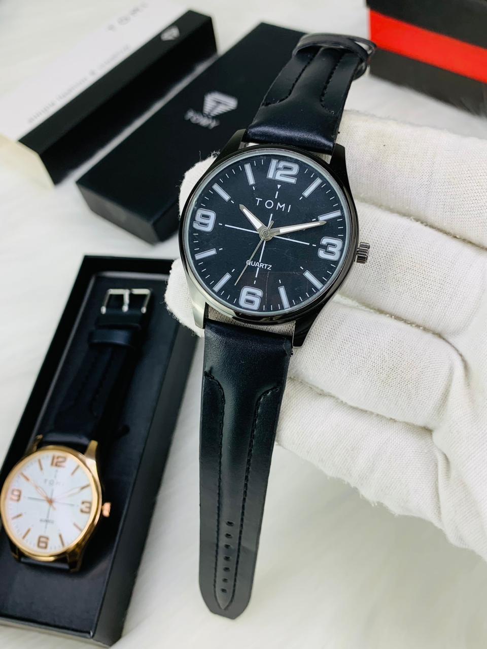 Tomi Leather Straps | Silver Blue dial