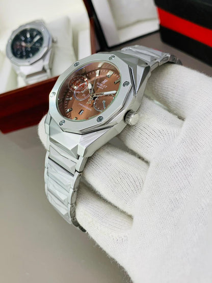 Hublot Big Bang | Diamond cut | Silver brown | Date Working  | Heavy weight