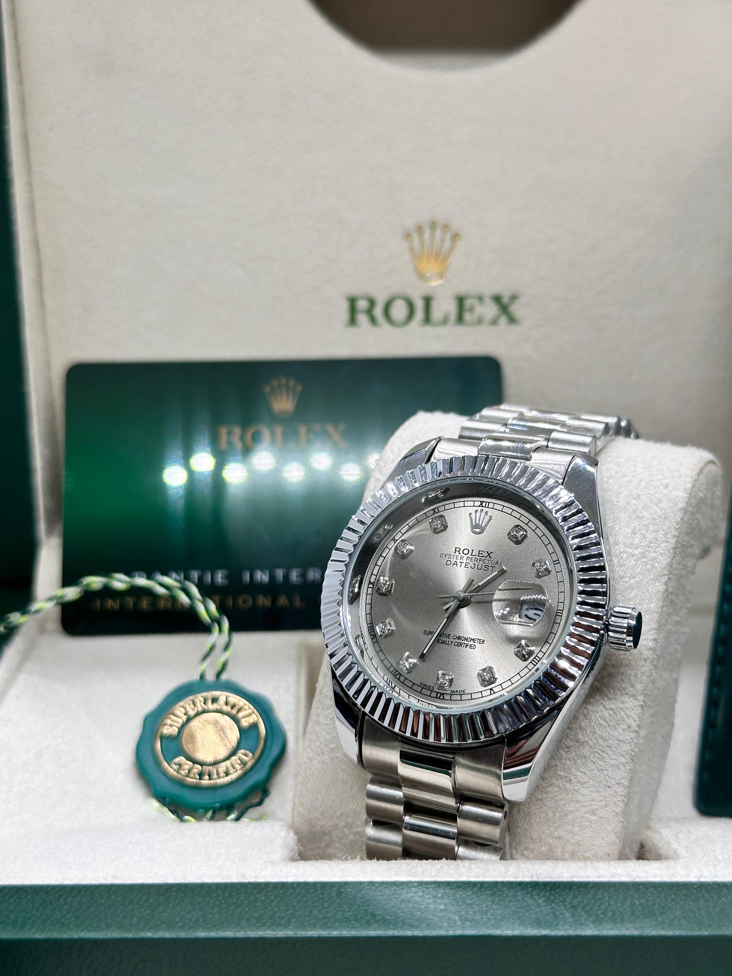 Rolex oyster perpetual | Master Quality | Date Working | Silver Grey | Crown lock