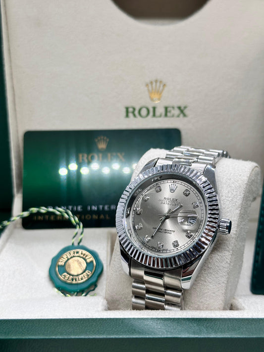 Rolex oyster perpetual | Master Quality | Date Working | Silver Grey | Crown lock
