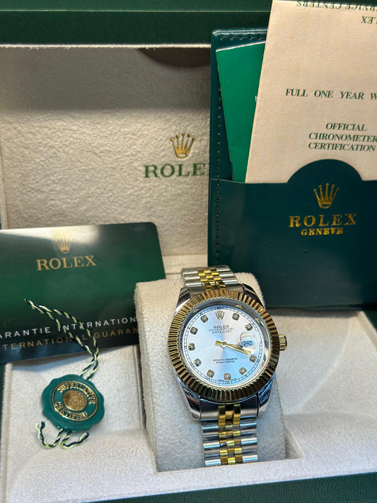 Rolex oyster perpetual | Master Quality | Date Working | Two Tone White | Crown lock | Luxury Men's Watch