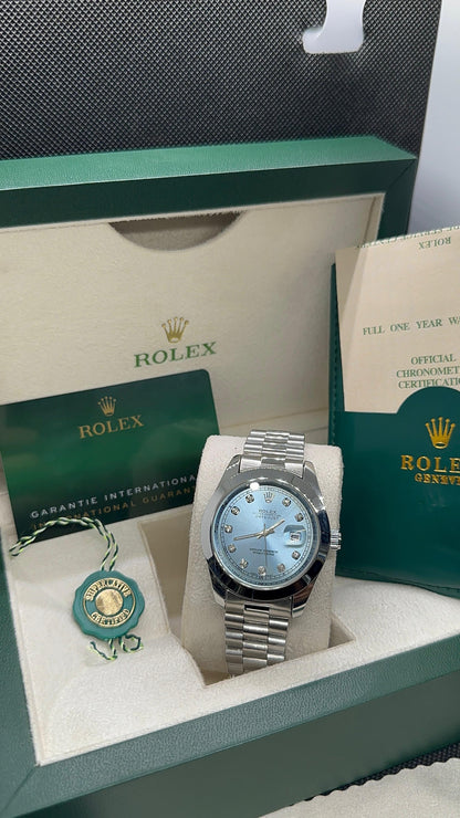 Rolex oyster perpetual | Master Quality | Date Working | Silver Tiffany | Crown lock