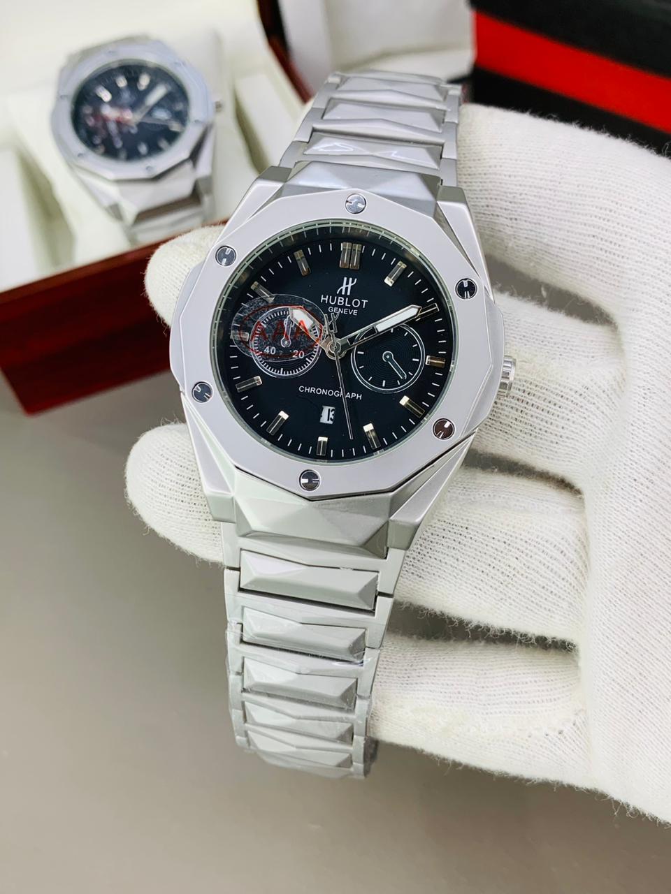 Hublot Big Bang | Diamond cut | Silver black | Date Working  | Heavy weight