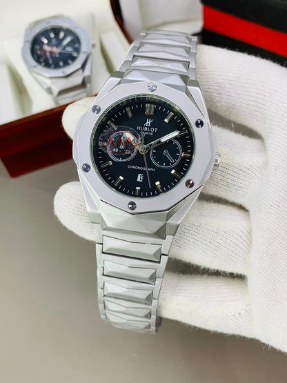 Hublot Big Bang | Diamond cut | Silver black | Date Working  | Heavy weight