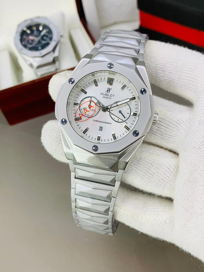 Hublot Big Bang | Diamond cut | Silver White | Date Working  | Heavy weight