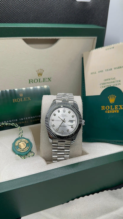 Rolex oyster perpetual | Master Quality | Date Working | Silver White | Crown lock