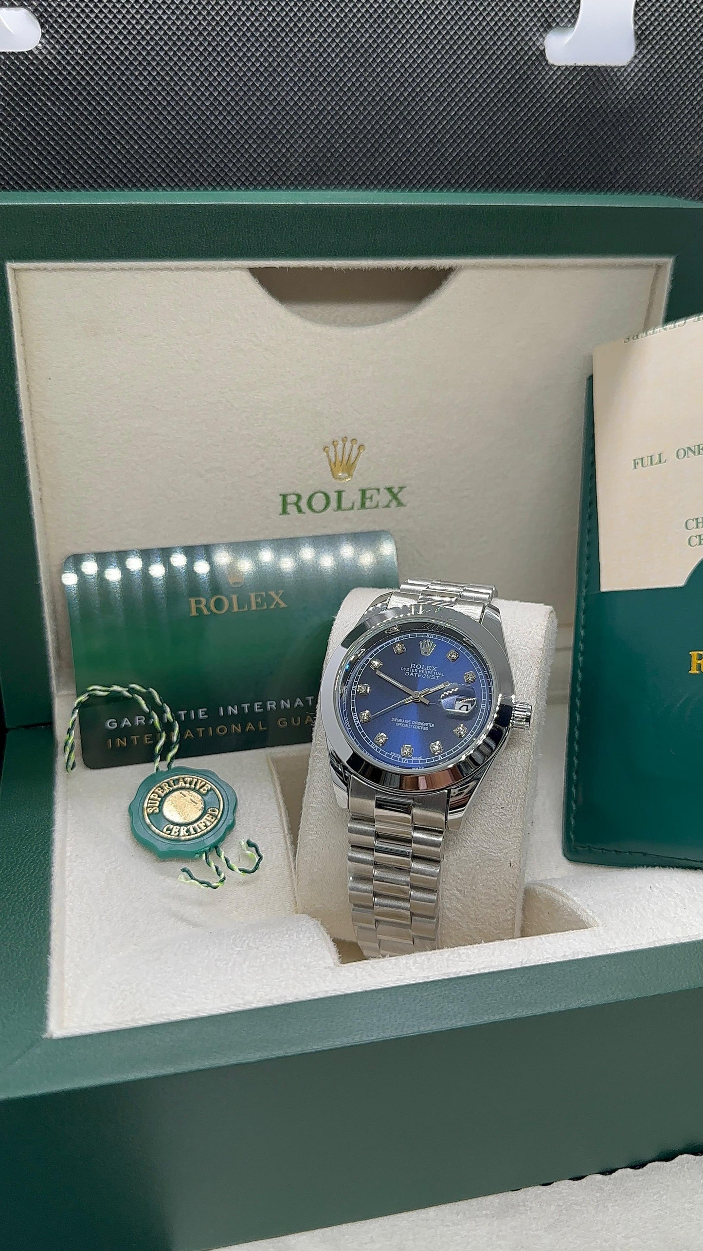 Rolex oyster perpetual | Master Quality | Date Working | Silver Blue | Crown lock
