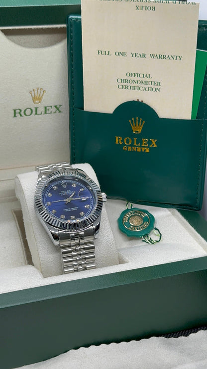 Rolex oyster perpetual | Master Quality | Date Working | Silver Blue | Crown lock