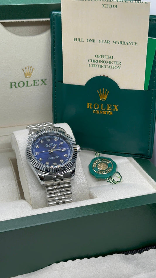 Rolex oyster perpetual | Master Quality | Date Working | Silver Blue | Crown lock