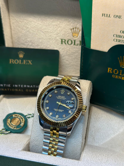 Rolex oyster perpetual | Master Quality | Date Working | Two Tone Black | Crown lock