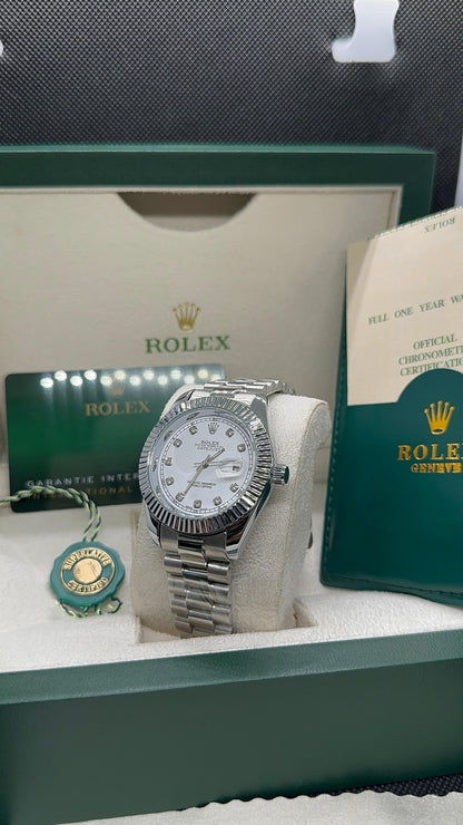 Rolex oyster perpetual | Master Quality | Date Working | Silver White | Crown lock