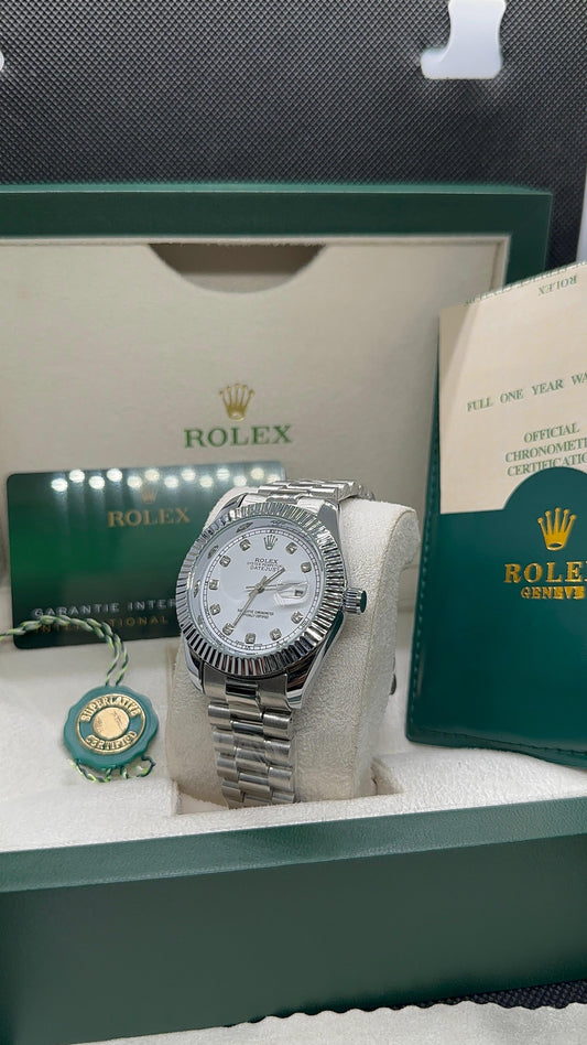 Rolex oyster perpetual | Master Quality | Date Working | Silver White | Crown lock