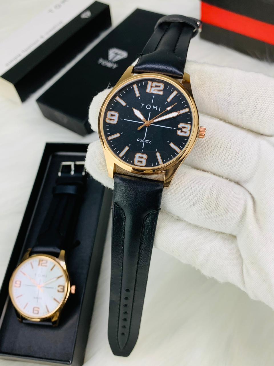 Tomi Leather Straps | Rose Gold Blue dial