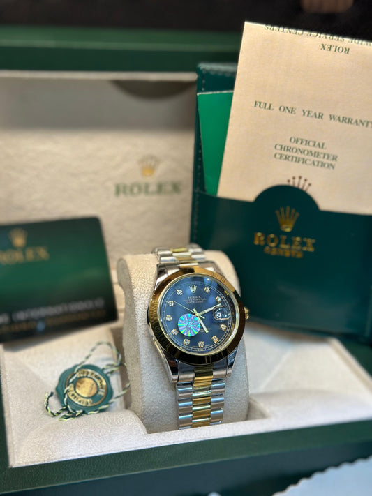 Rolex oyster perpetual  | Master Quality | Date Working | Two Tone Black | Plain Dial | Crown lock