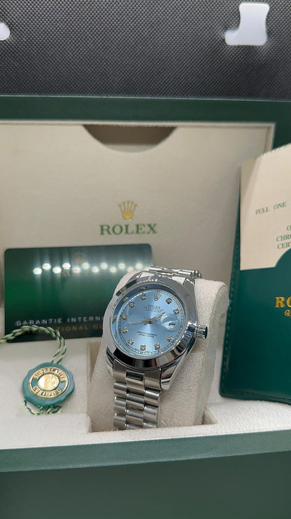 Rolex oyster perpetual | Master Quality | Date Working | Silver Tiffany | Crown lock