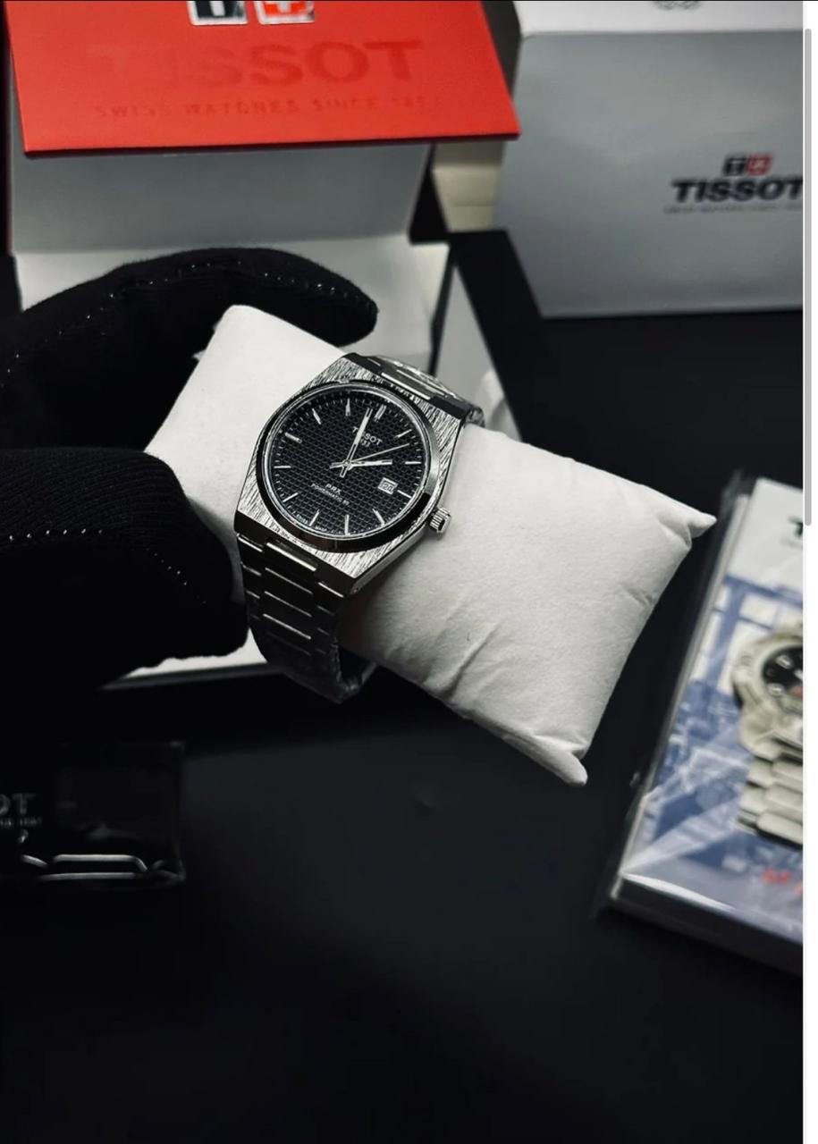 Tissot PRX 1853 | Master Quality | Silver Chain | Black Dial | Date Working | Men's Watch